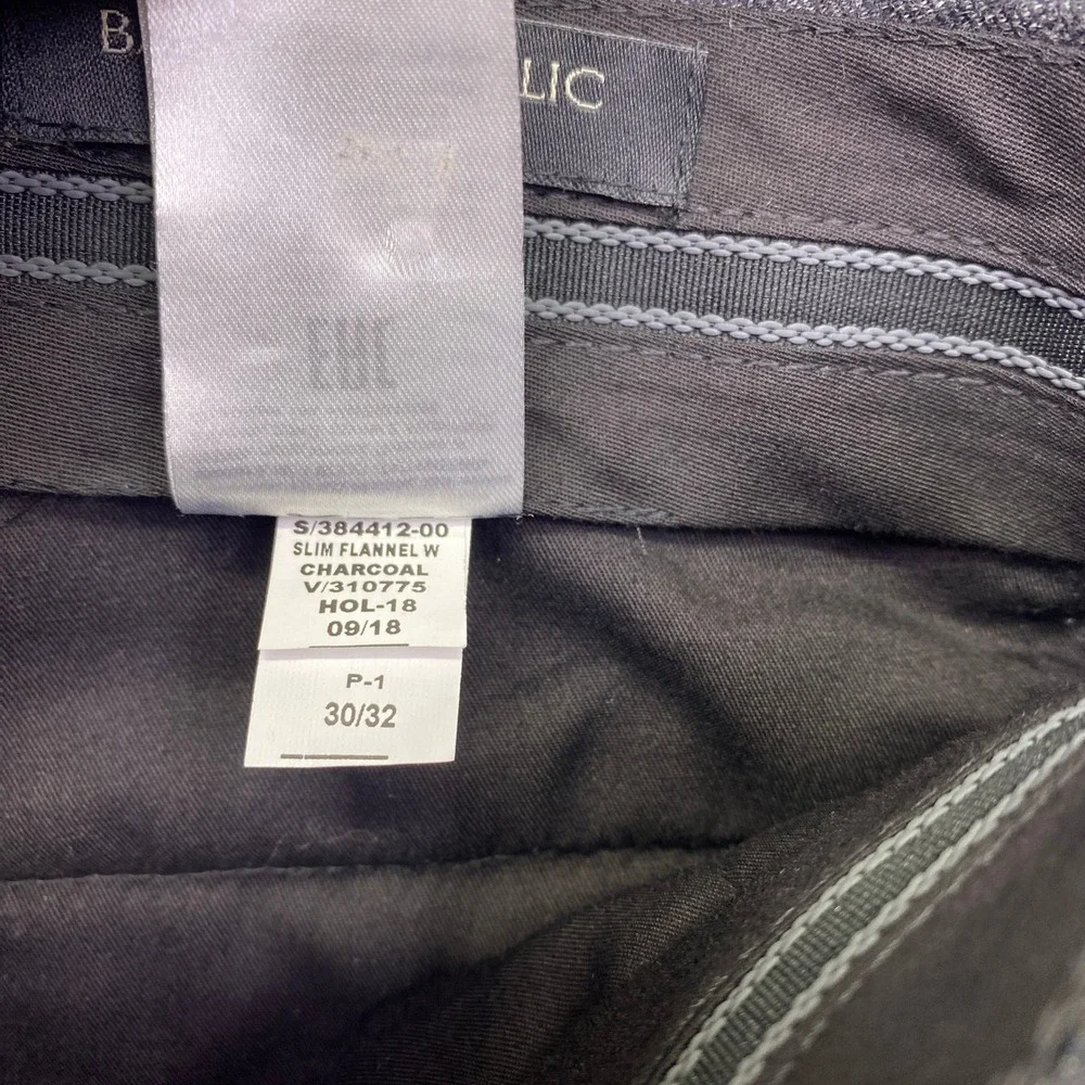 Banana Republic Mens Slim Fit Flannel Wool Trousers Charcoal Grey Sz 30 384412